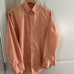 Men's Shirt IZOD Large Button Peach Long Sleeve Button Down Collar